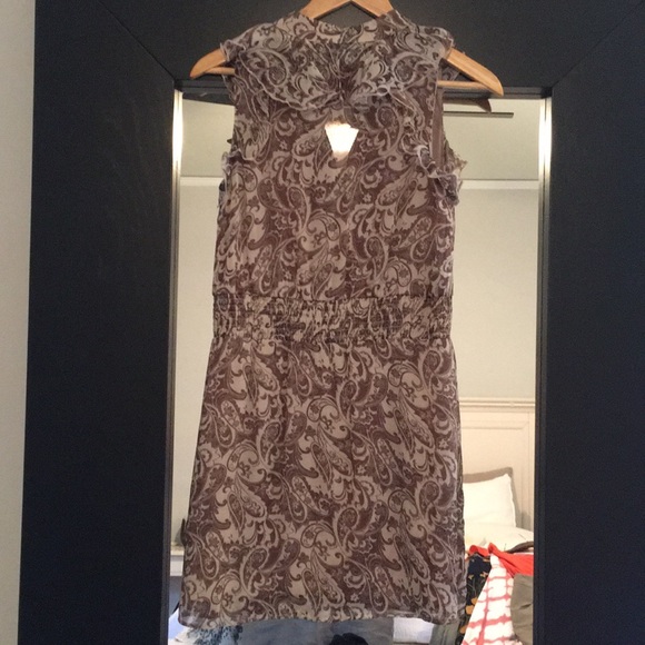 Theme button down tan and brown shift dress - Picture 3 of 3
